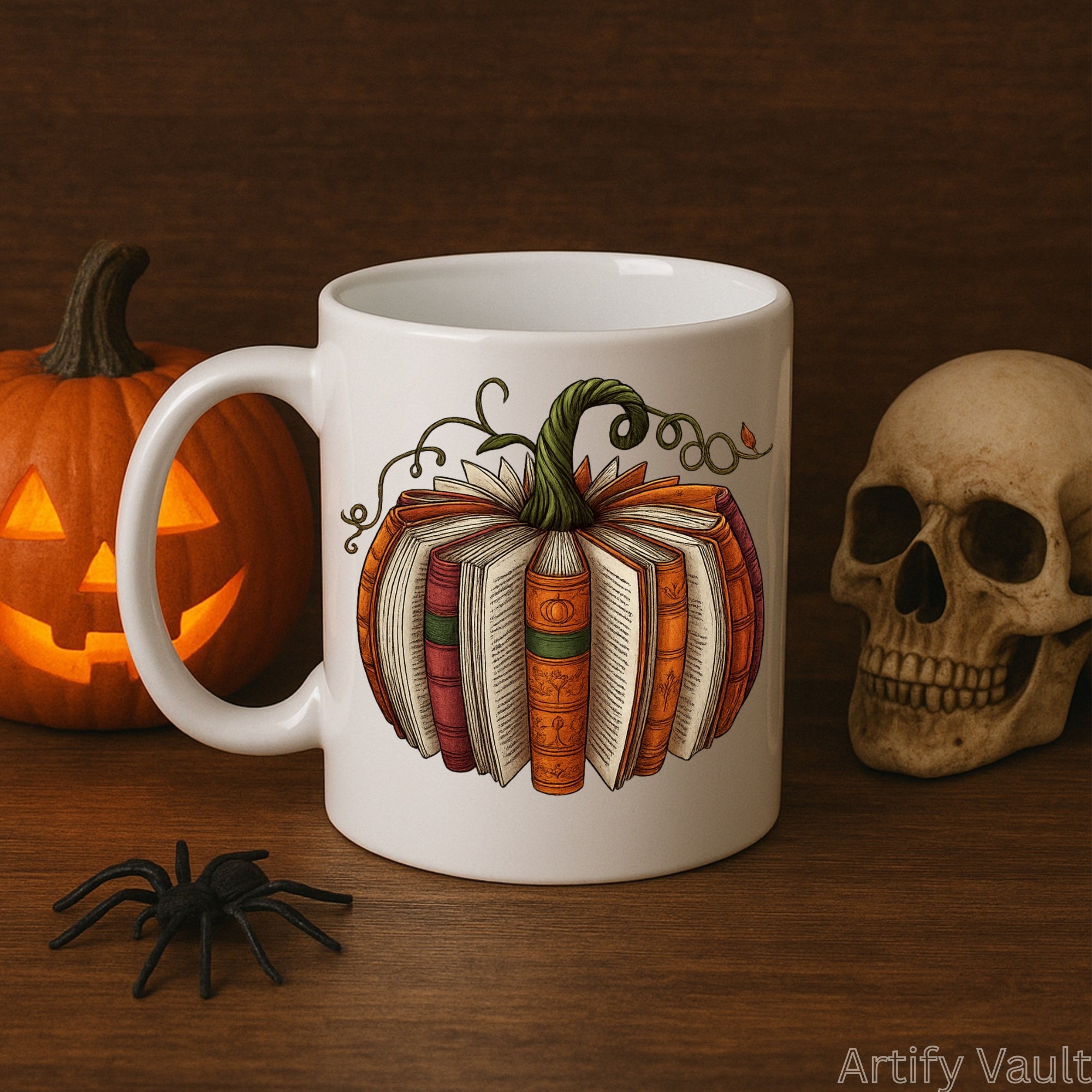 Vintage Book Pumpkin Transparent PNG Design — Autumn Fall Sublimation Print