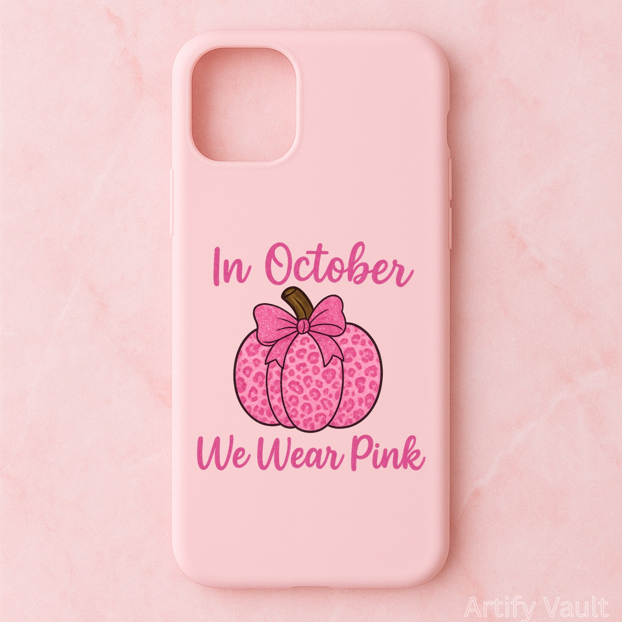 In October We Wear Pink PNG | Glitter Pink Pumpkin Design