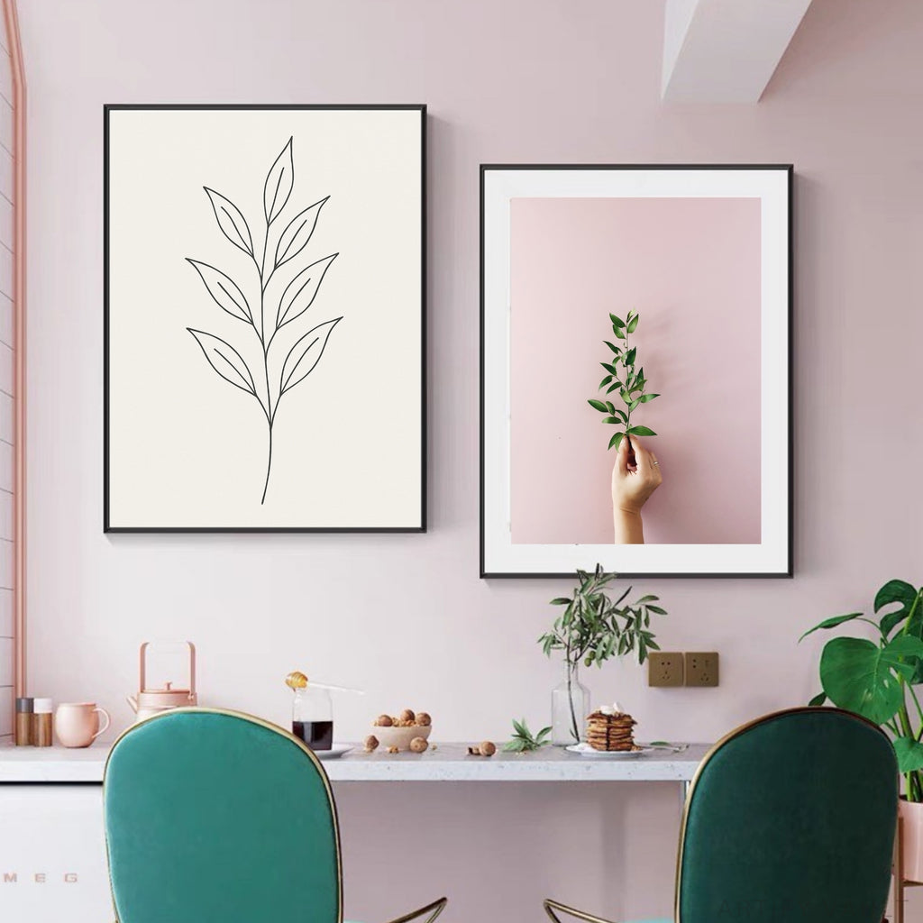 Minimalist Leaf Line Art – Printable Wall Art Digital Download