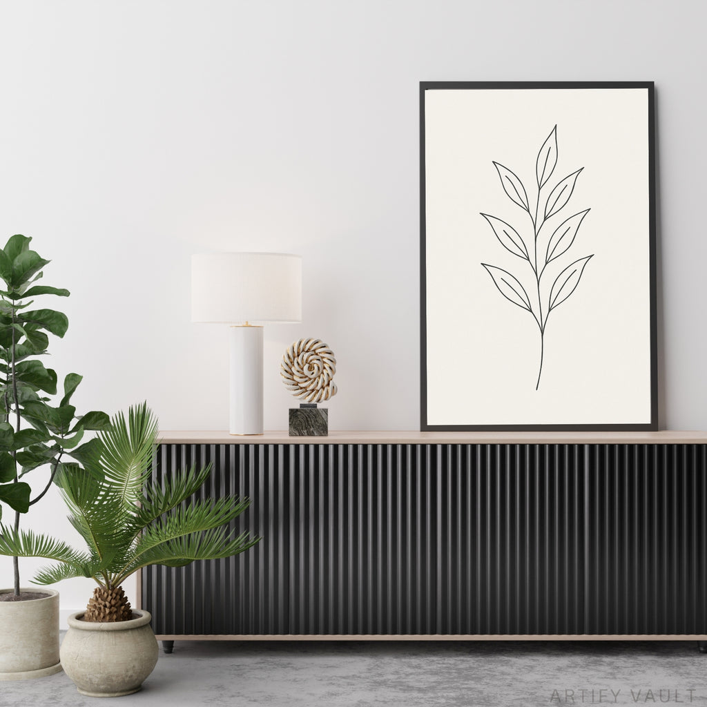 Minimalist Leaf Line Art – Printable Wall Art Digital Download