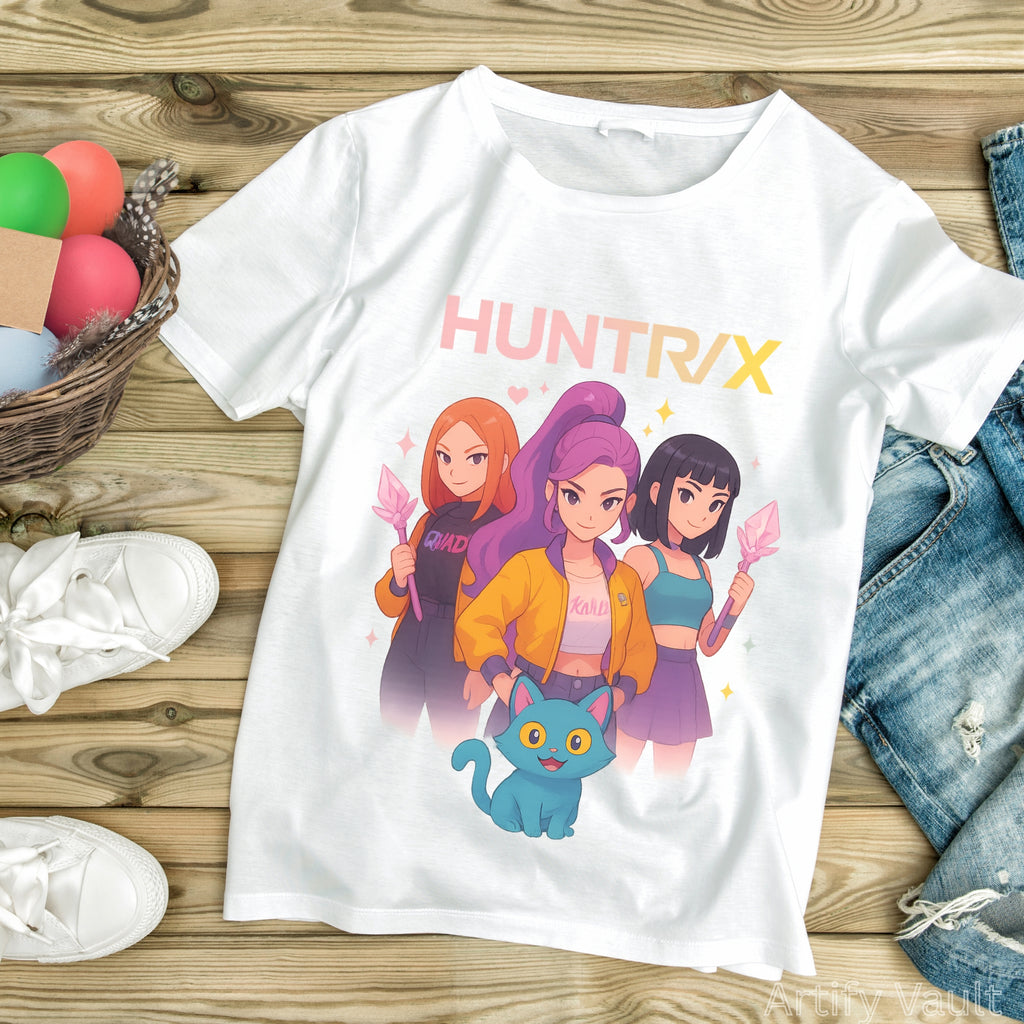 Anime Girl Squad Clipart | HUNTR/X Inspired Digital Art PNG | Kpop Gamer Girl Illustration
