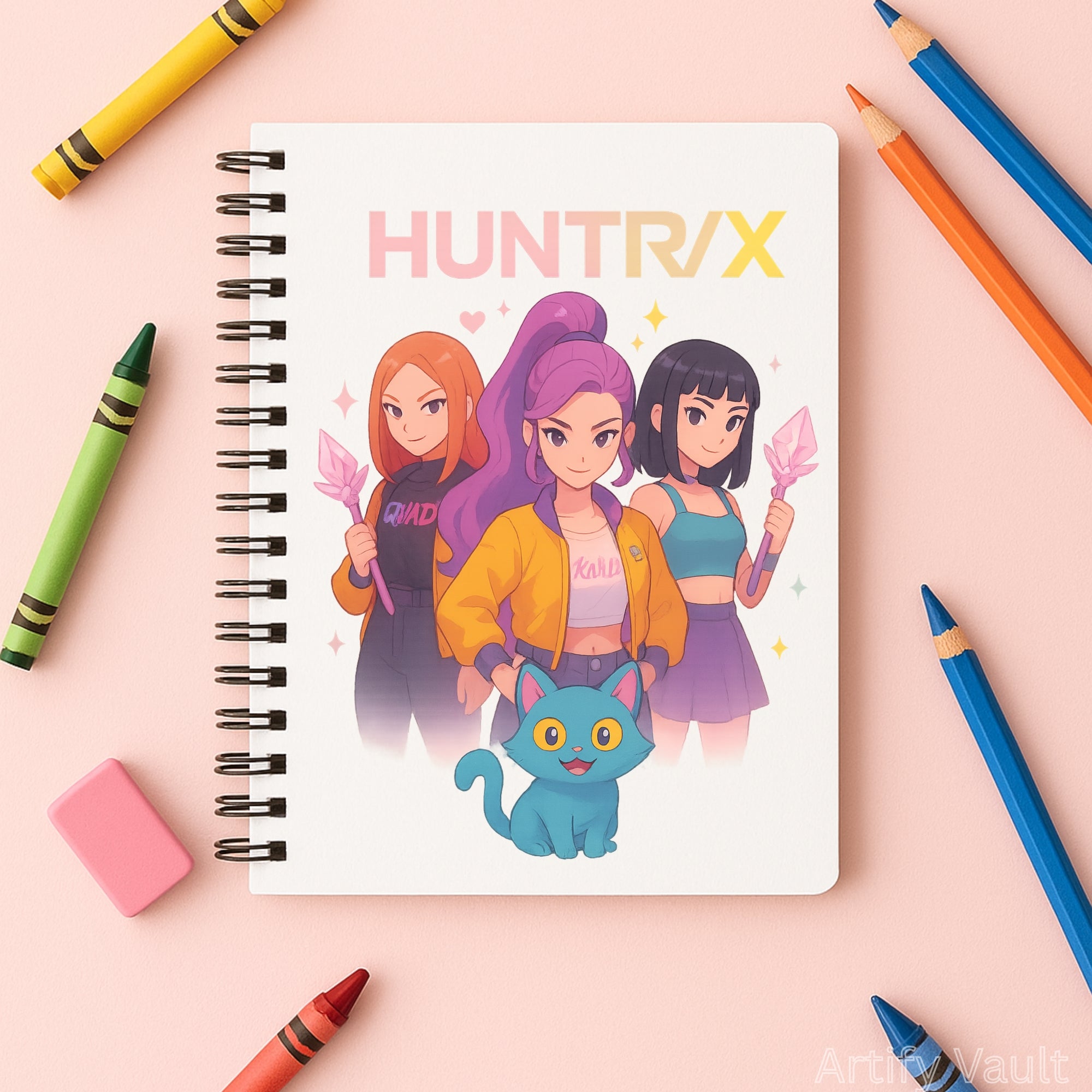 Anime Girl Squad Clipart | HUNTR/X Inspired Digital Art PNG | Kpop Gamer Girl Illustration